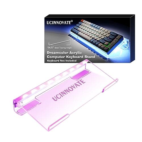 UCINNOVATE RGB Acrylic Computer Keyboard Stand, Mini LED Backlit Tray, 60% Gaming USB Interface Tilted for Easy Ergonomic Typing and Working, Office Desk, Home
