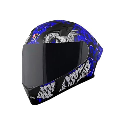 Steelbird SBA-20 Draco Bluetooth ISI Certified Flip up Helmet for Men and Women with Inner Smoke Sun Shield (Large 600 MM, Glossy Black Jazz Blue)