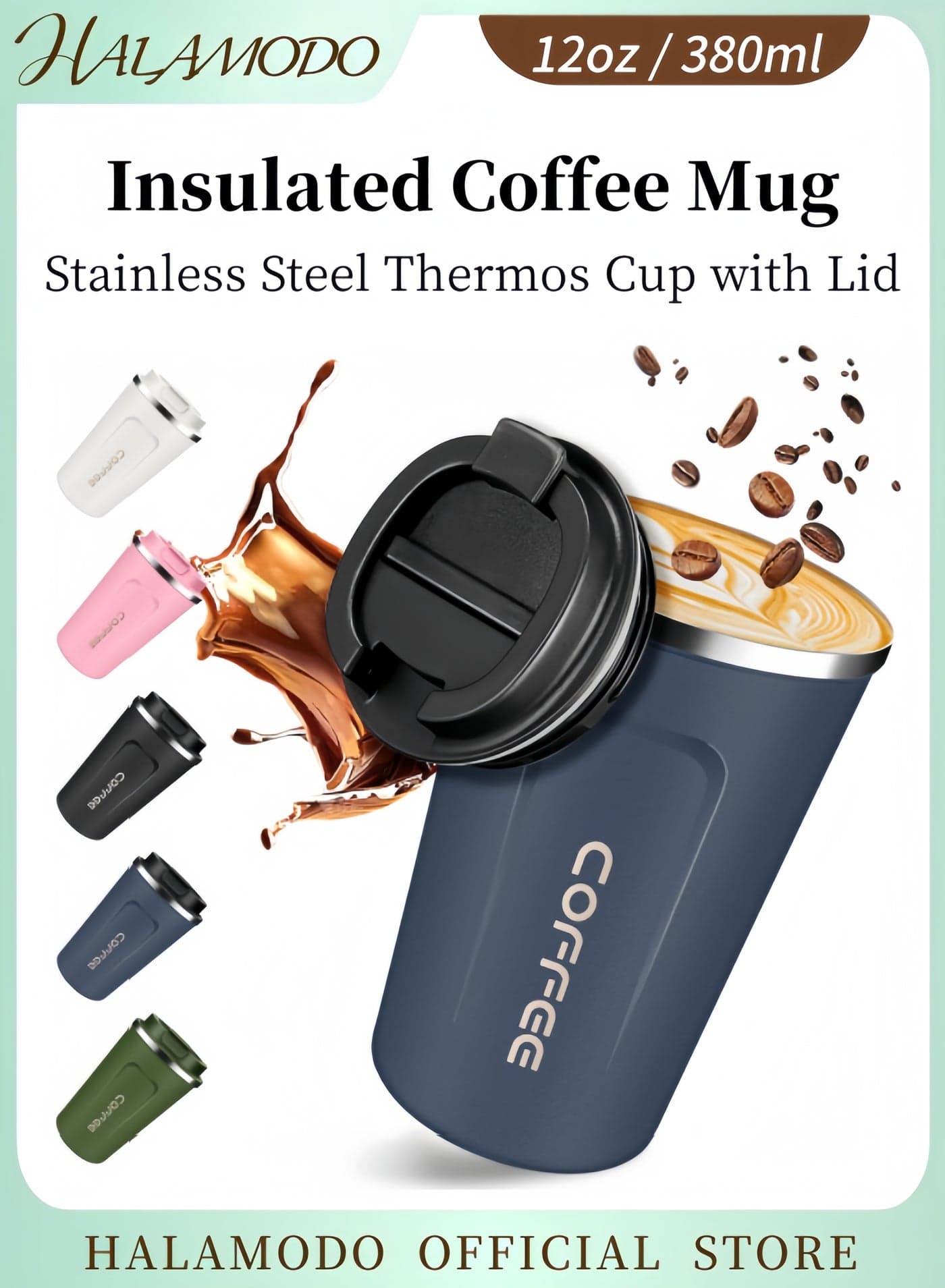 Stainless Steel Vacuum Thermos Mug Blue 380ml