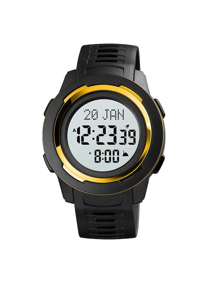 Men's Japan Digital Muslim Azan Qibla Clock Hijri Calendar Islamic Al Harameen Fajr Time WristWatch 9271GDWT