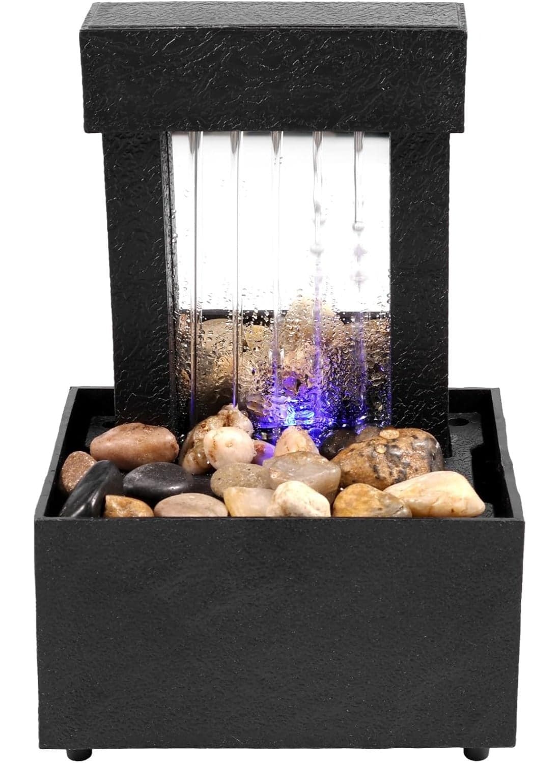 Tabletop Waterfall Fountain with Soft LED Lighting Flowing Water Statue Relaxing Zen Landscape Decoration for Indoor Tabletop Office Home Decor Creative Ornament (Style B)