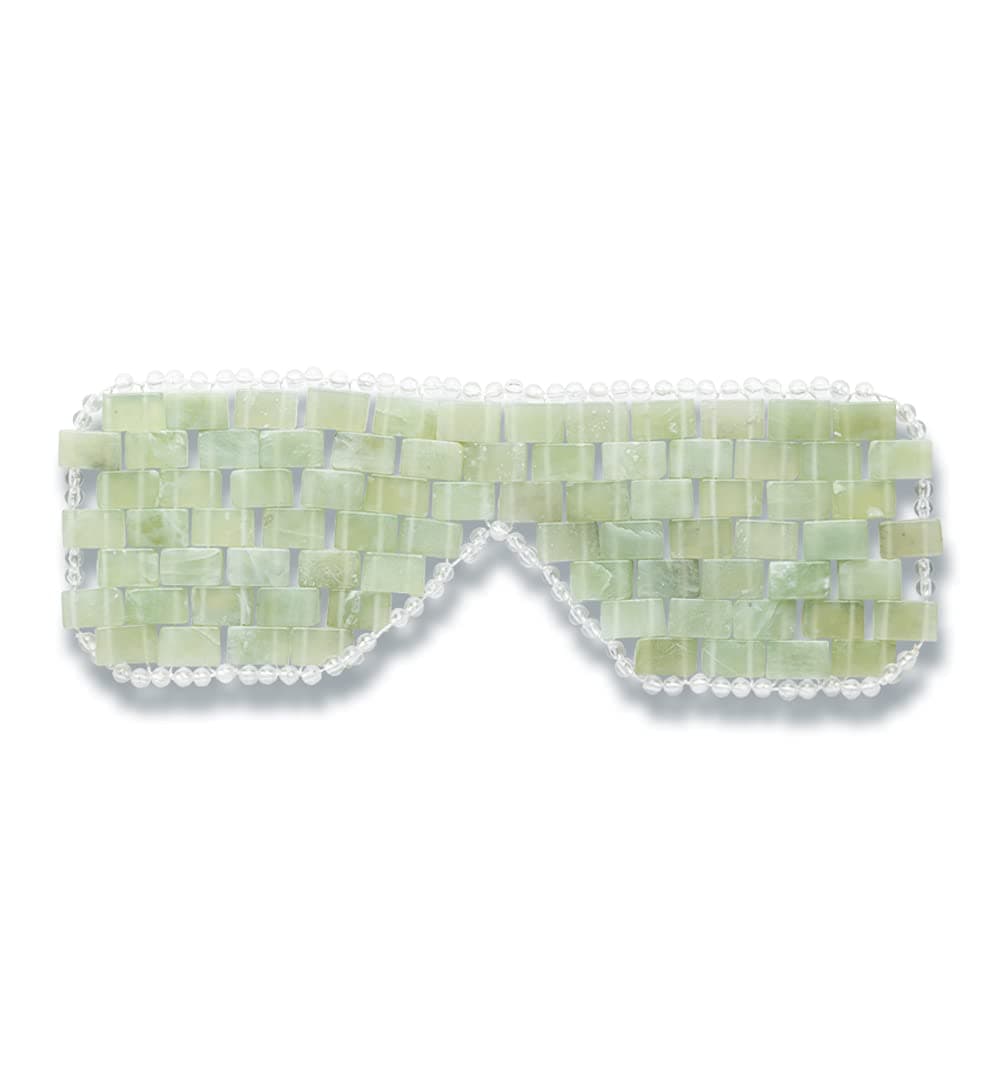 Alana Mitchell Jade Eye Mask Weighted Eye Mask to Eliminate Wrinkles Puffiness Irritation Headache and Migraine Relief Mask 100 Real Jade Stone Beads for Hot Cold Anti Aging Therapy