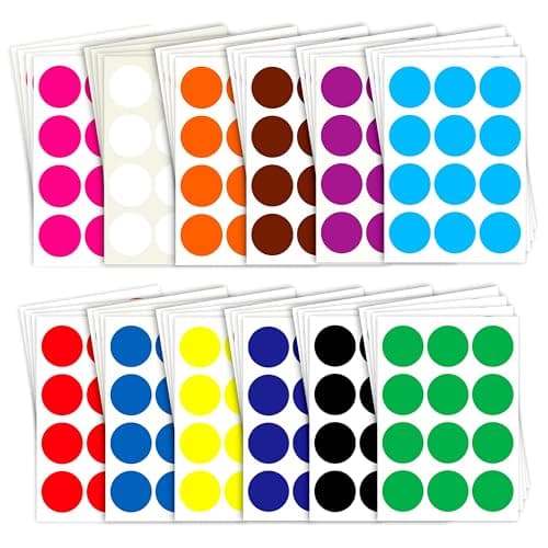 Twinster Mix Color (1.5 Inch) Round Dot Sticker Self Adhesive Labels Writable Surface for Kids Activity, File Classification, Calendar Planner, Organizing (Mix Colors)