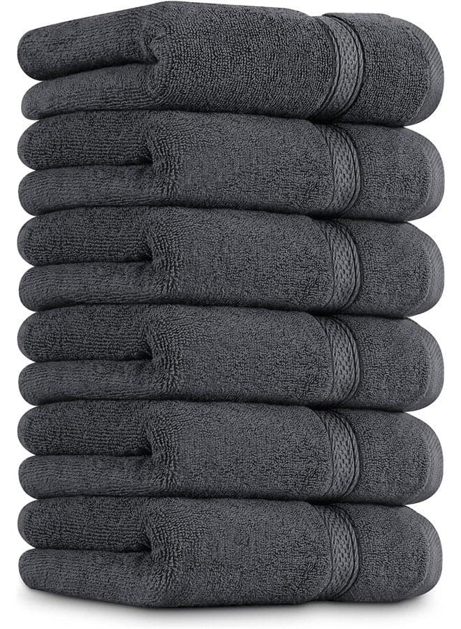 6 Pack Premium Hand Towels Set, (16 x 28 inches) 100% Ring Spun Cotton, Ultra Soft and Highly Absorbent 600GSM Towels for Bathroom, Gym, Shower, Hotel, and Spa (Grey)