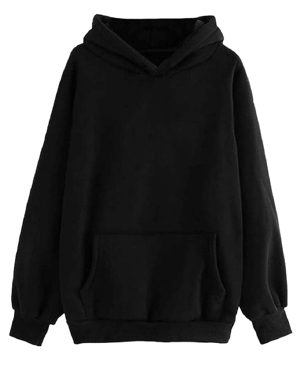 LEOTUDE Women's Oversized Hooded Neck Loopknit Sweatshirt (GRL88_Black_P_Black_Medium)