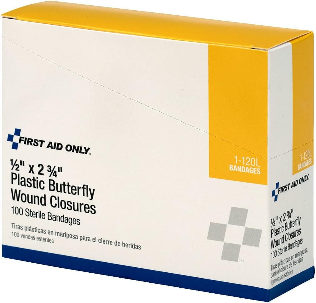 Pac-Kit 1-120L Butterfly Adhesive Wound Closure, Large, 2-3/4" Length x 1/2" Width (Box of 100)
