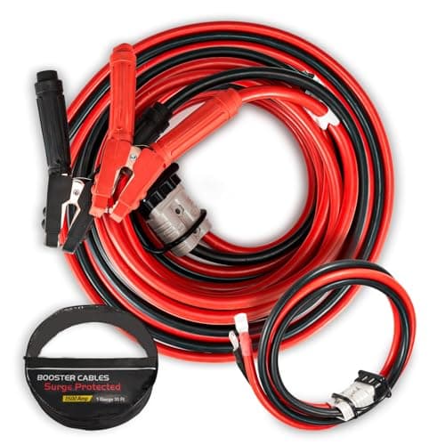 FIERYRED 1 Gauge 30 FT Quick Connect Jumper Cables 1500A Heavy Duty Booster Cables with Travel Bag Battery Jumper Cable for Truck Diesel Trucks SUV and Car