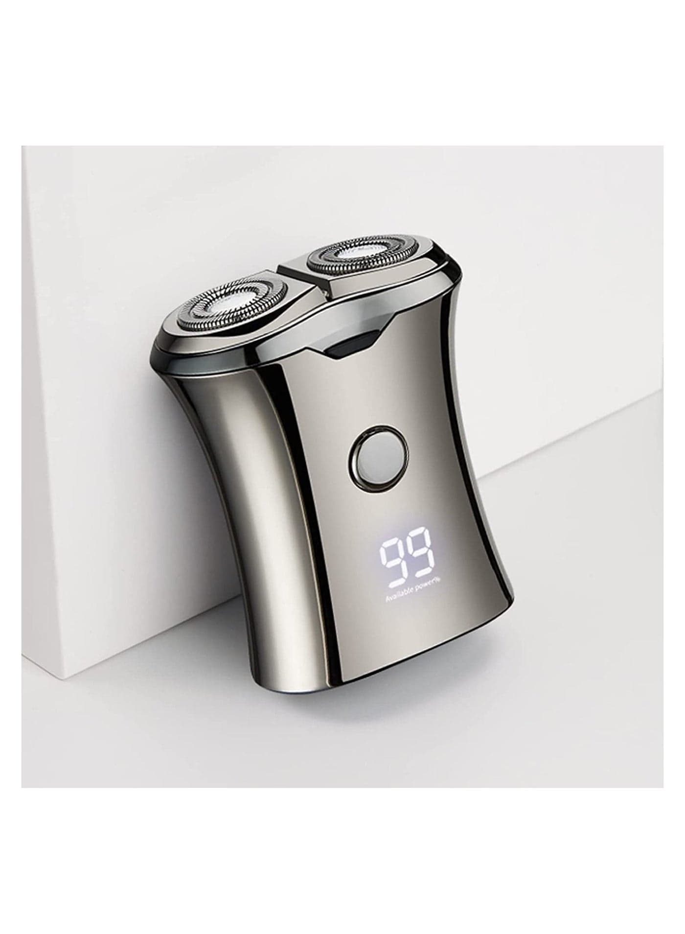 Electric Mini Travel Shaver for Men - Pocket Size Washable Electronic Razor Mens Rechargeable Portable Cordless Shaving Face Beard Wet & Dry Rotary Electrical Shave (Silver)