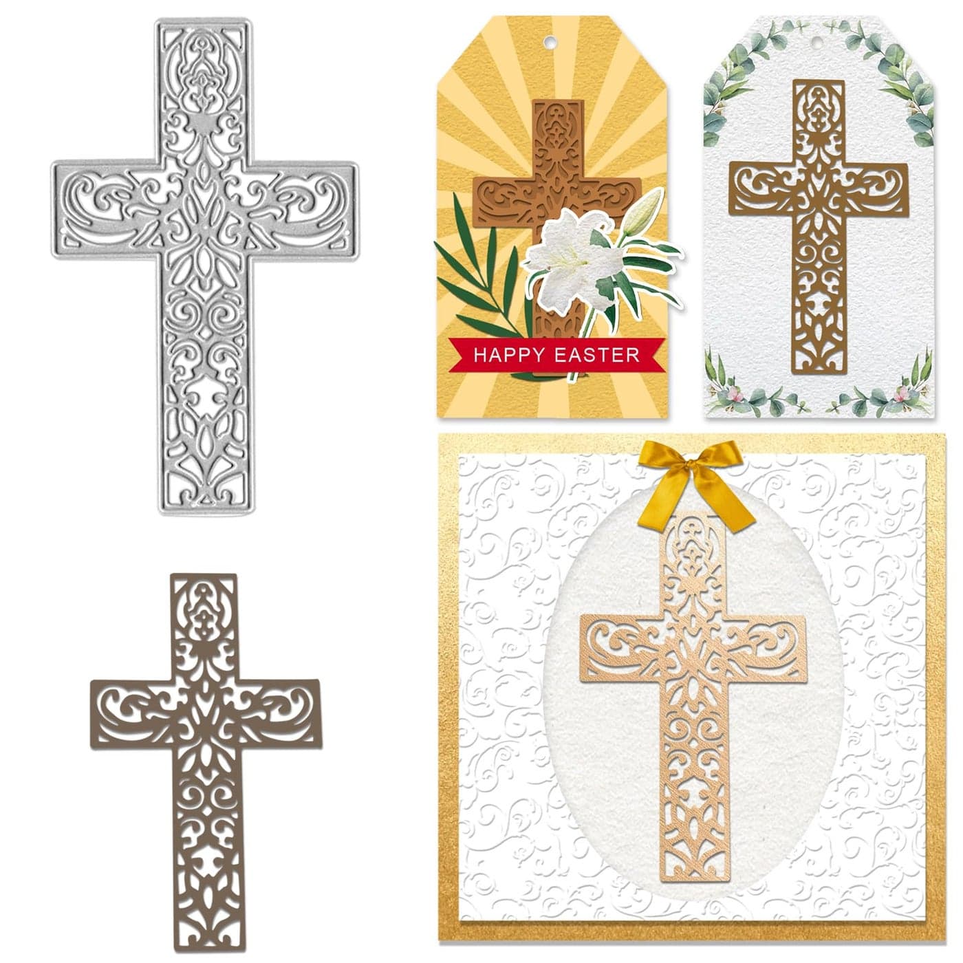 Hying Christmas Symmetrical Cross Cutting Dies for Card Making Xmas Religion Metal Die Cut Cross Frame Dies Stencils Embossing Template for DIY Scrapbooking
