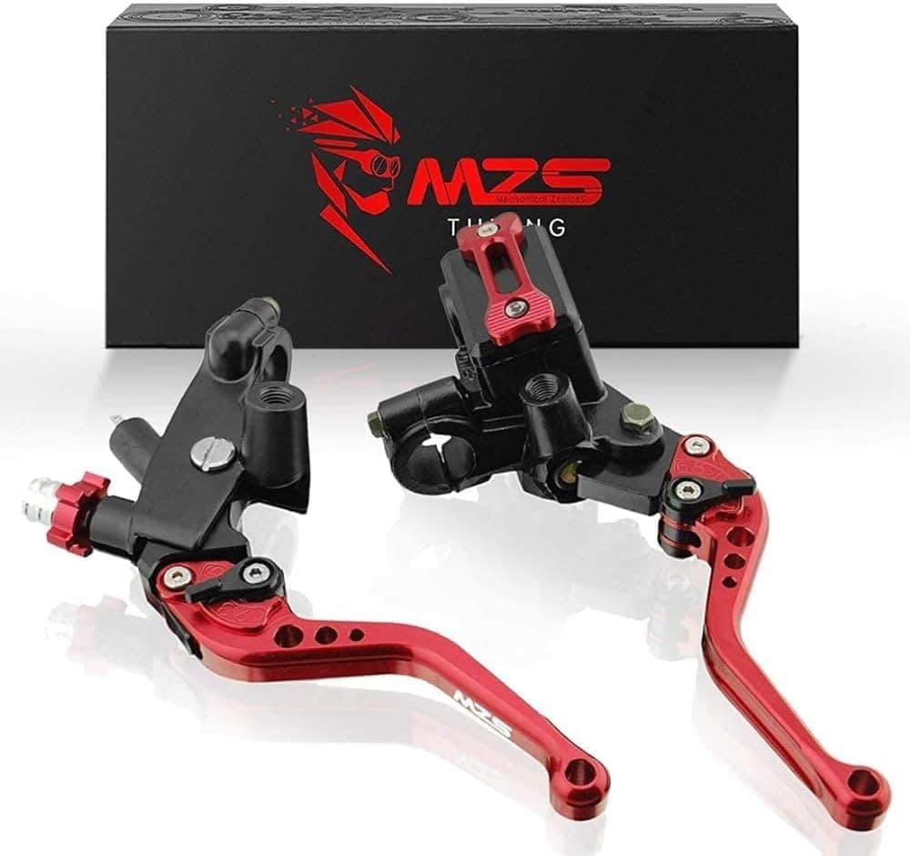 MZS 7/8 Levers Set Universal Motorcycle Short CNC Brake Master Cylinder - Red