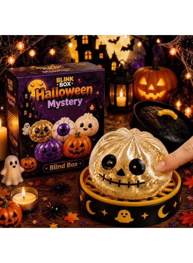 Halloween Squishy Blind Box Series, Slow Rebound Stress Relief Squeeze Balls, Cute Cartoon Vent Fidget Toys Assorted Color Blind Box for Kids Party Gift Wholesale(skeleton)