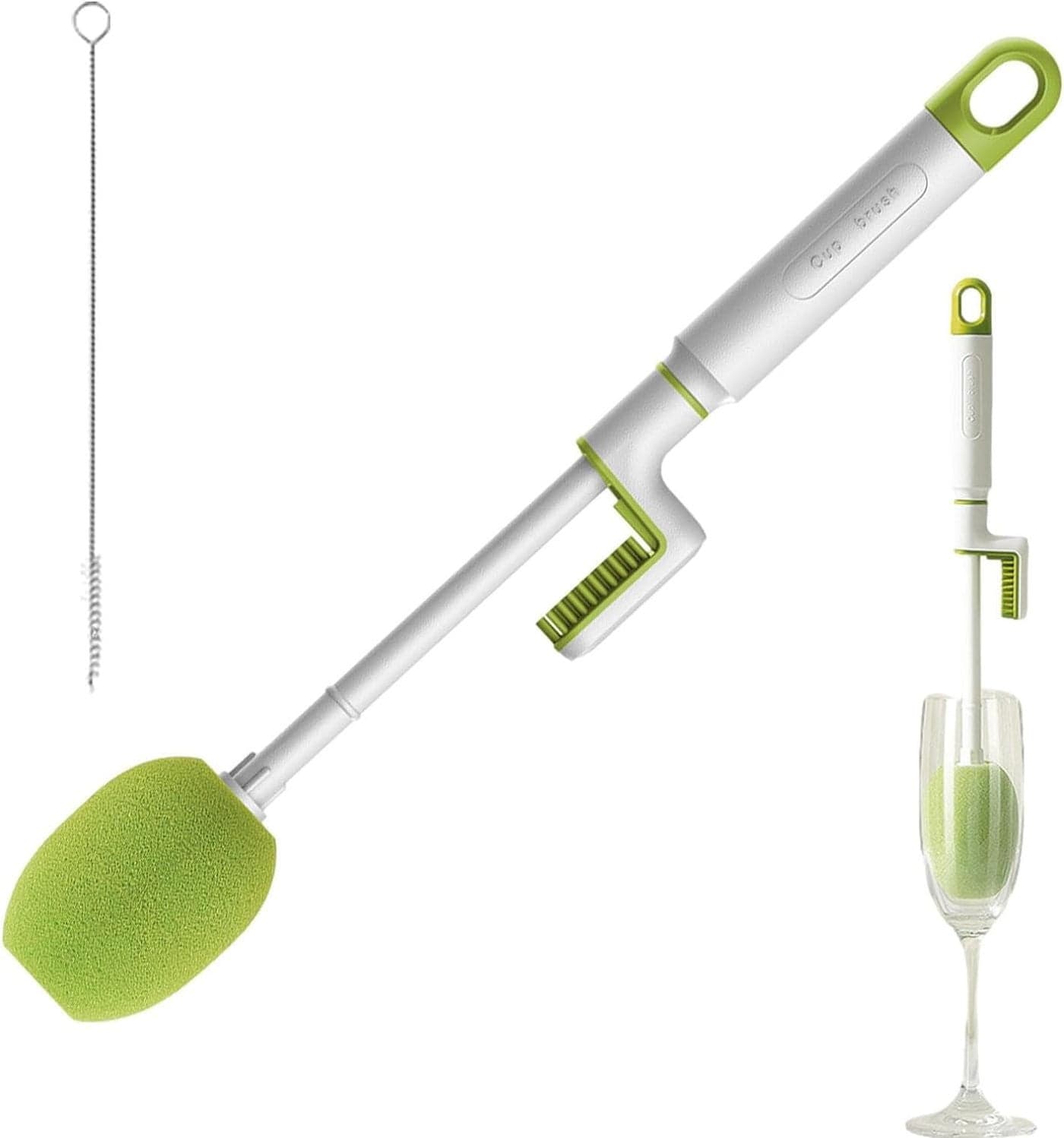 KPNG 3-in-1 Bottle Cleaner Groove Brush for Narrow Neck Bottles, Long Handle Water Scrubbing, Crevice with Straw Brush, Cleaning for Sports (Green/Pack of-1)