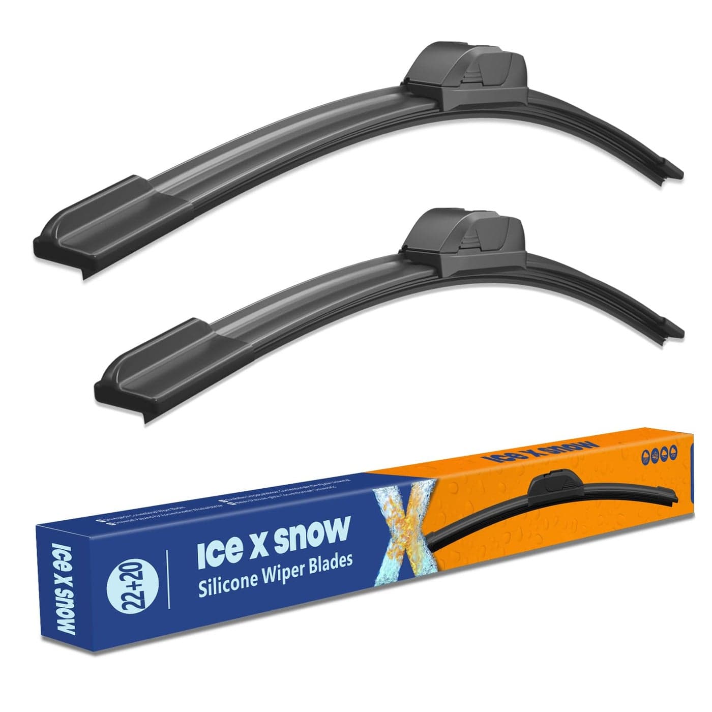 2220 Silicone Windshield Wiper Blades Replacement for Toyota Tacoma 20232016 4Runner 20092003 Chevy Malibu 0804Camaro 2016 Compass 1707 Mustang 0605 AllSeason Windshield Wiper BladesHook