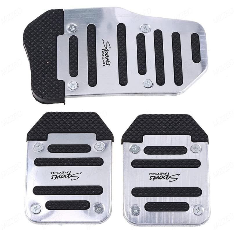 MIZZEO Vehicle Sports Accelerator Brake Clutch Pedal Cover (Pack of 3) Silver Compatible with Mahindra Verito