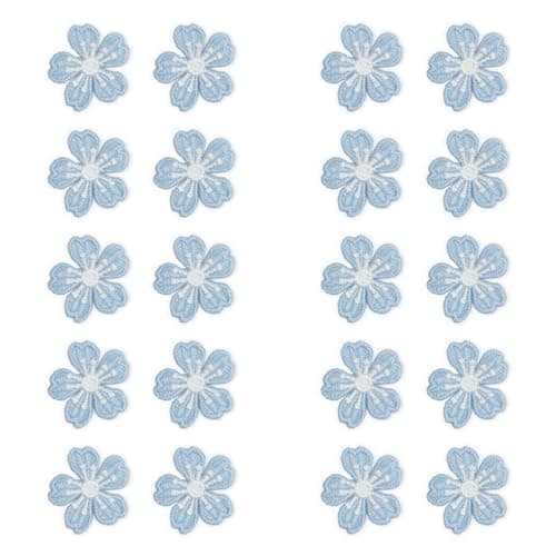 20 Pcs Small Applique Flowers Daisy PatchesFlower Applique Daisy Floral Sew on Embroidery Patch for Clothes Flower Embroidery Patches for DIYHatsBagsJacketsRepair Decorations Blue
