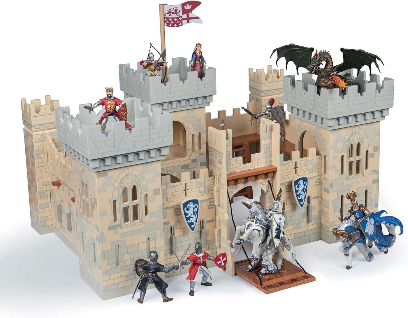 Papo Medieval Fantasy Weapon Master Castle 60002 Wooden playset for Figurines Collectible for Children Suitable for Boys and Girls from 3 Years Old