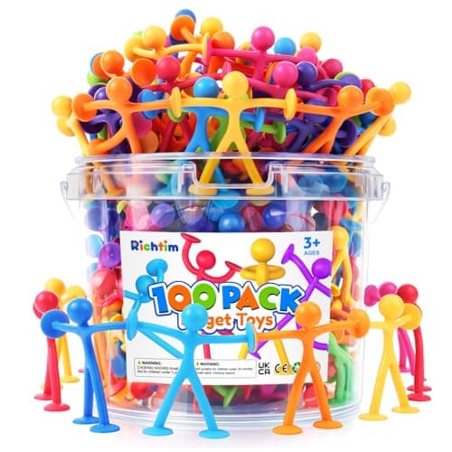 Richitim Fidget Toys Bulk for Kids 100 Pack Stretchy Suction Cup People Toys for Kids Autism Fidget Set Party Favors Carnival Prizes Classroom Rewards Gifts for Easter Basket Fillers