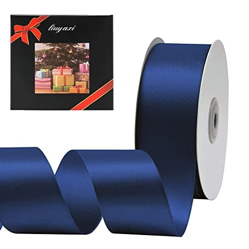 Solid Color Double Faced Navy Blue Satin Ribbon 2 X 25 Yards Ribbons Perfect for Crafts Wedding Decor Bow Making Sewing Gift Package Wrapping and More