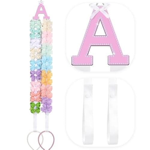 POVETIRE Letter Bow Holder Hair Bow Organizer Ribbon Hair Clips Storage Hair Bows Hanging Baby Headband Holder Hair Accessories Organizer Display Decors Baby Nursery Toddler Girls RoomA