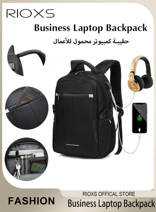 Business Laptop Backpack Water Resistant Anti-Theft College Backpack with USB Charging Port and Lock 15.6 Inch Computer Backpacks for Women Men Casual Hiking Travel Daypack