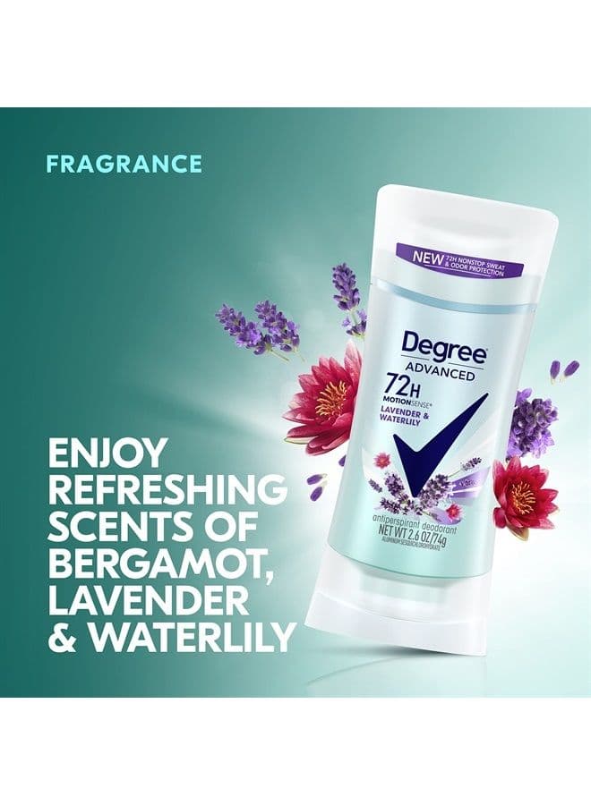 Degree Antiperspirant Deodorant 72-Hour Sweat and Odor Protection Lavender and Waterlily Antiperspirant for Women with MotionSense Technology 2.6 oz 4 Count