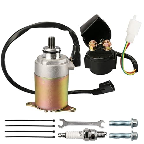 RETEPIF GY6 Starter Motor+Starter Relay Solenoid Compatible with 50cc 150cc 200cc 250cc ATV Go Karts ATV Scooter Moped Dune Buggys Quad 4 Wheelers TAOTAO Baja,4-Stroke GY6 Engine(Teeth: 9)