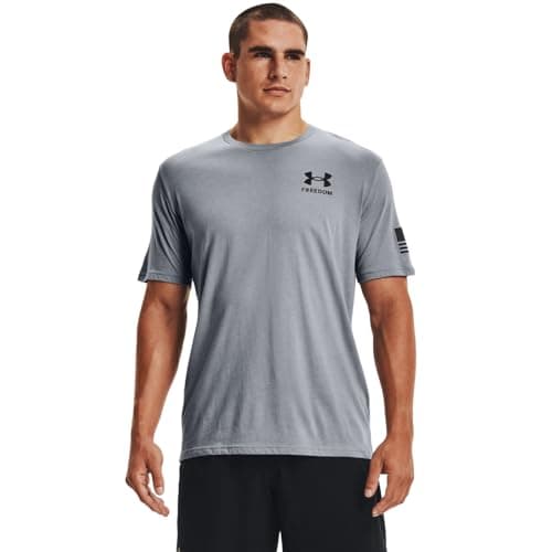 Under Armour Men's New Freedom Flag T-Shirt, Steel Medium Heather (035)/Black, Small