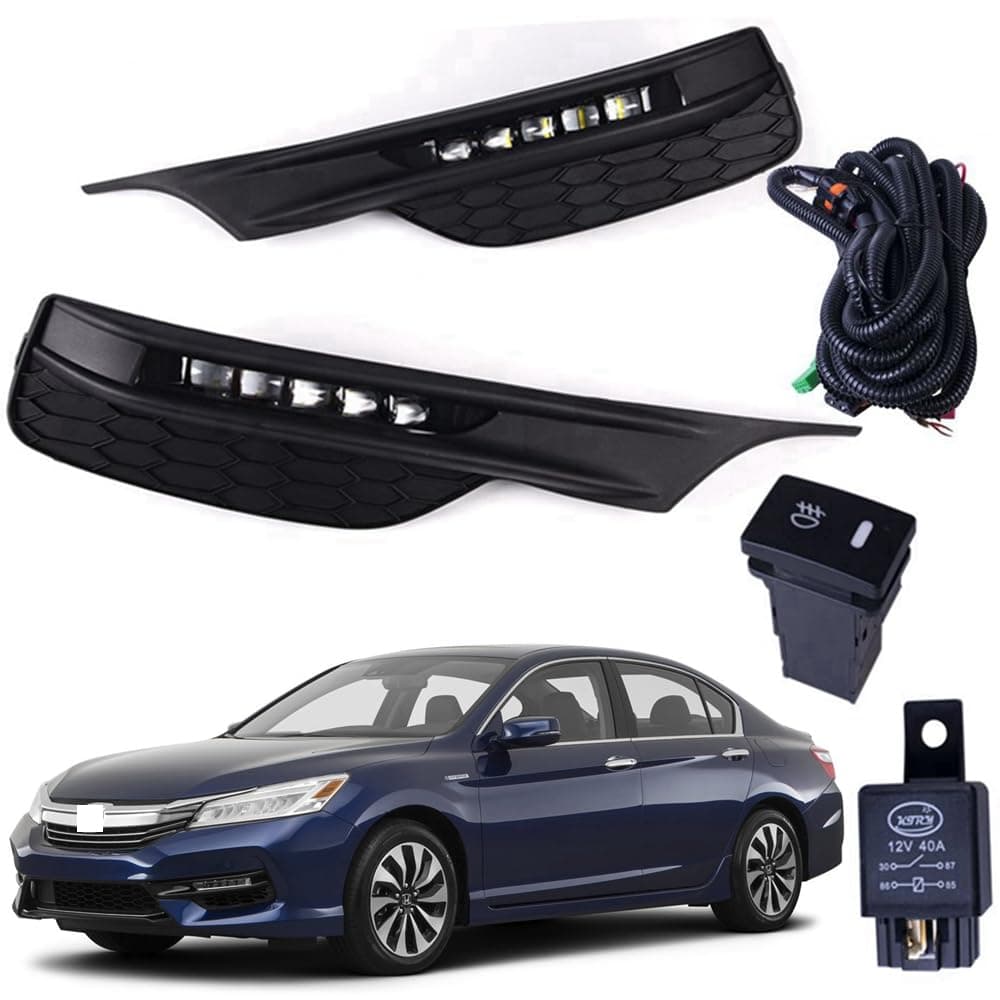 Pair Of Fog Lights Lamps Replacement For Honda Accord 20162017 with Cover Switch Wiring Kit Replaces HO2592142 HO2593142 33900T2AA21 33950T2AA21 71102T2FA61 71112T2FA61 HO2599102 HO2598102