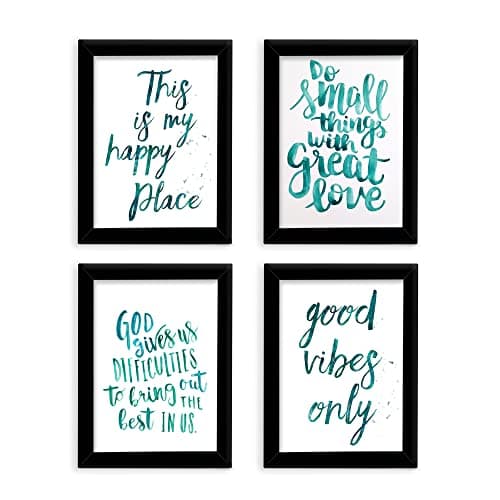 TIED RIBBONS Inspirational Quotes Wall Art Posters Framed Printed Paintings for Living Room Bedroom Home Office Students Decorations Gift Item (Set of 4, 13.6 inch x 10.2 Inch)