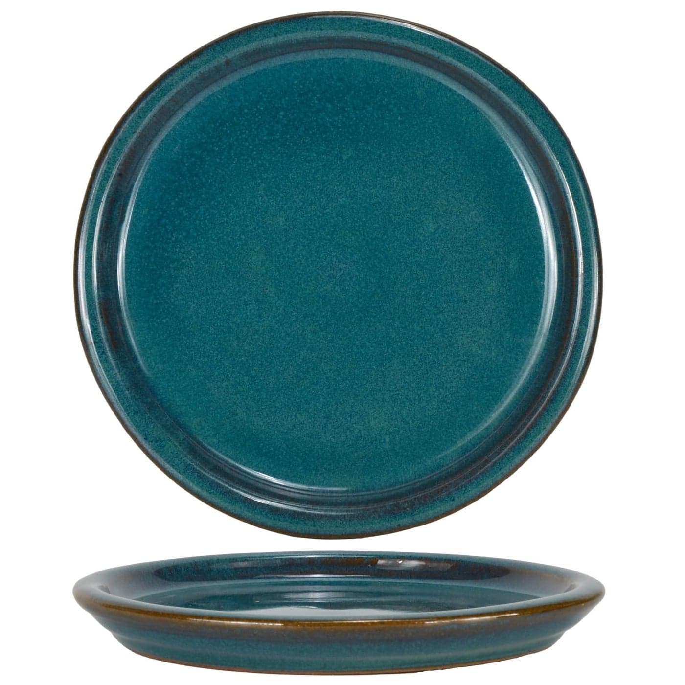 WW Ceramic Plant Saucer Plant Trays for Indoor Pots Teal 8 inches 2 Packs