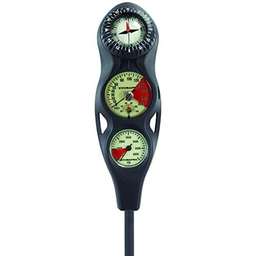 SCUBAPRO 3-Gauge Inline Scuba Diving Console with Pressure Gauge, Depth Gauge, and FS-1.5 Compass, Imperial Display