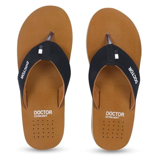 DOCTOR EXTRA SOFT Slipper Care Orthopaedic and Diabetic Comfort Doctor Slipper, Dr. Slipper, Flip-Flop, Slides and House Slipper for Men's D-24-Tan-12 UK