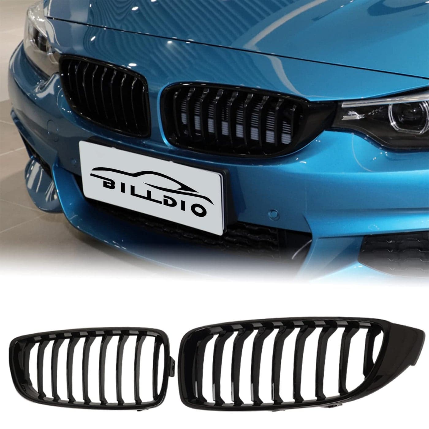 BILLDIO F32 Grille Black Kidney Single slats Grill Compatible With BMW 4 Series F32F33F36 20142020 428i 430i 435i 440i 20152019 M4 F82 F83 3 Series M3 F80ABS Gloss Black Kidney Grill