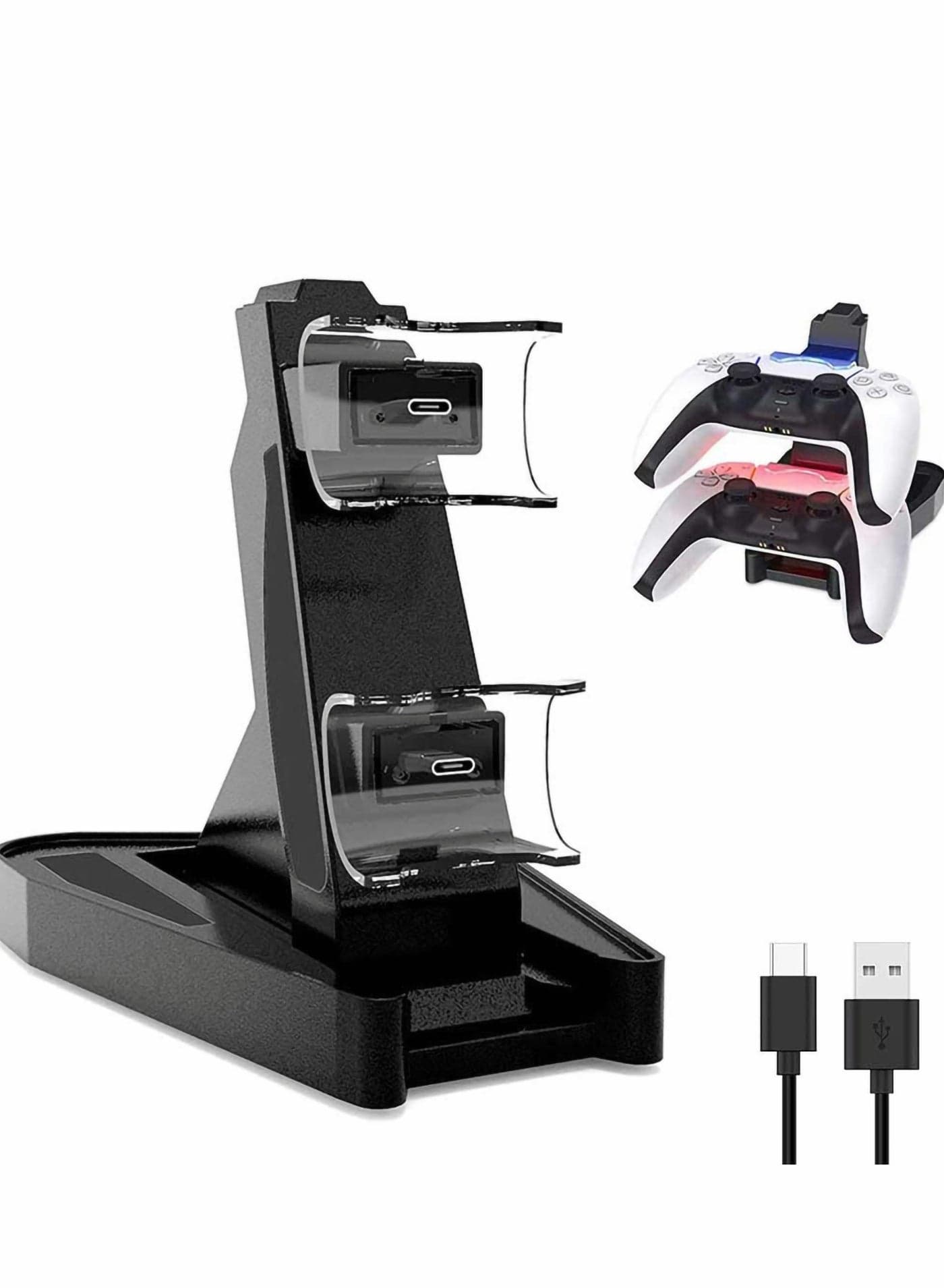 PS5 Controller Charger Dock Station Playstation 5 Charging Docking Stand.Dual USB Fast LED Indicator for Sony DualSense (Black)