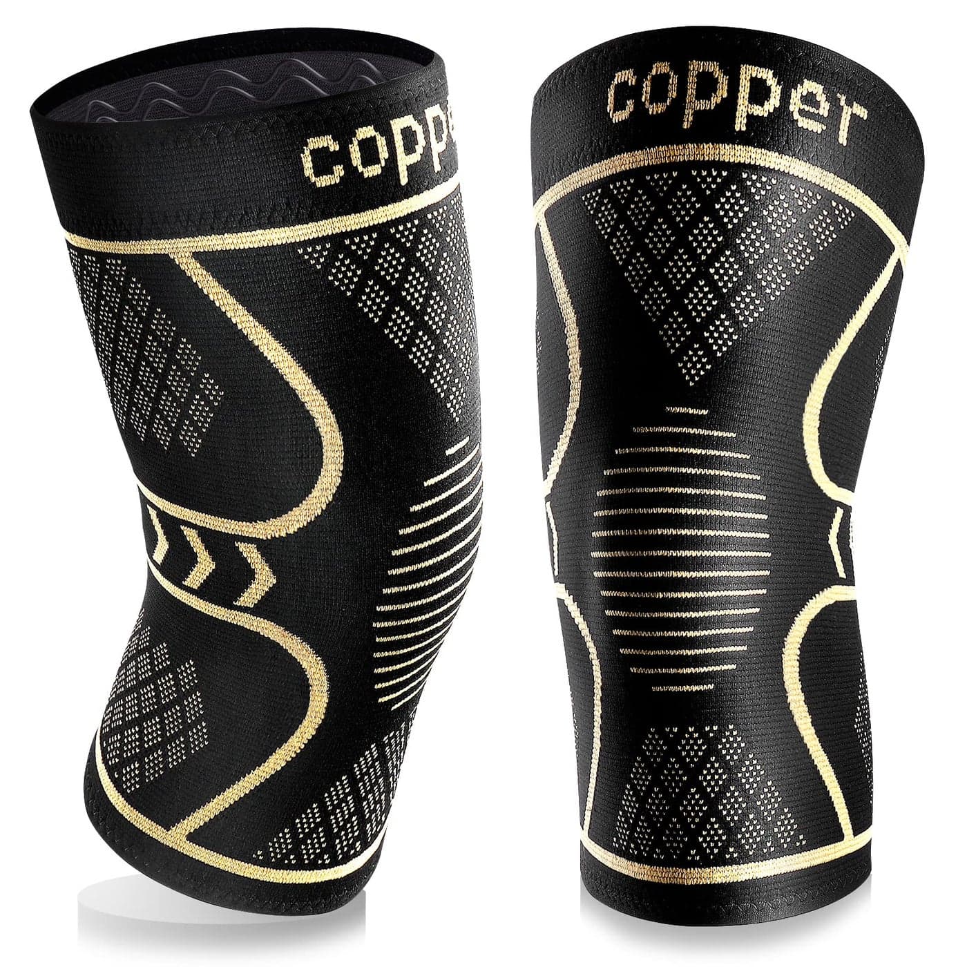 Copper Knee Braces for Women and Men 2 Pack Knee Compression Sleeve for Knee Pain ArthritisACL Meniscus Tear Joint Pain Relief Knee Support for Running Working Out Fitness WeightliftingXL