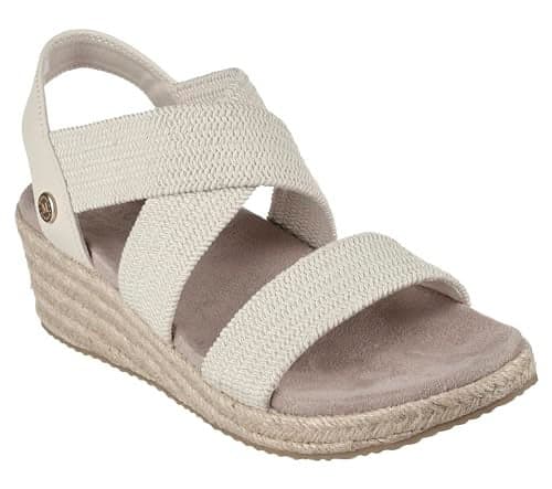 SKECHERS Women's Martha Stewart Arch FIT Beverlee-Brentwood Wedge Sandal, Off White, 6