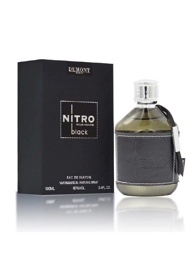 Nitro Black - 3.4 Eau De Parfum - 3.4oz - Luxury Perfume for Men - Woody, Floral, Fruity & Masculine Fragrance - Long Lasting Cologne Mist & Body Spray - for Him