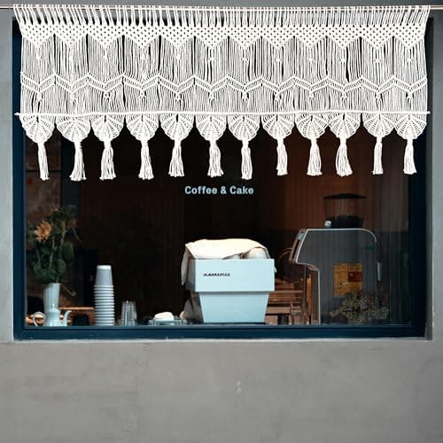 kiido Boho Valance Macrame Curtains for Windows Macrame Valance for Bedroom Livingroom Boho Decor Wall Hanging-51 W x 22" L
