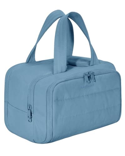 BAGSMART Travel Toiletry Bag, Puffy Toiletry Bag for Women, Wide-open toiletry bags for traveling, Large Travel Cosmetic Makeup Bag Organizer for Accessories,Toiletrie (Steel Blue)