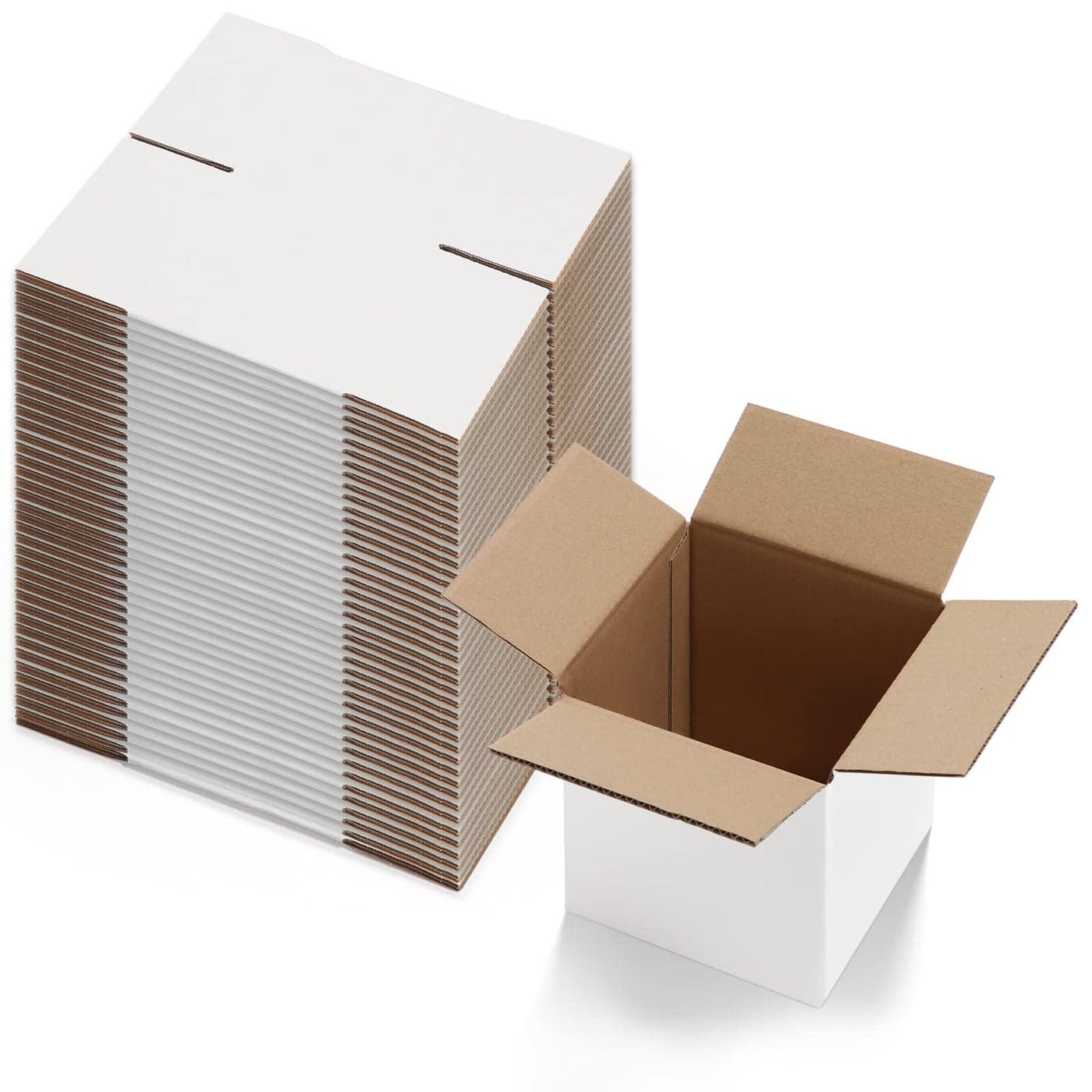 Calenzana 6x6x6 Inches Shipping Boxes Set of 40 White Corrugated Cardboard Box for Packing Mailing Small Business