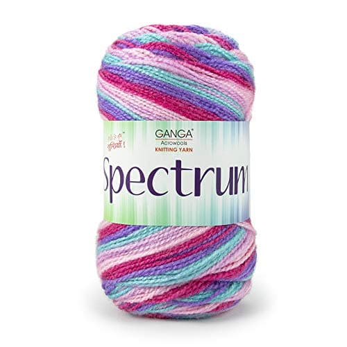 Ganga Acrowools Spectrum Yarn -100% Acrylic Yarn, Hand Knitting and Crochet Yarn, Pack of 2 Balls - 100gm Each (Pink Purple Cyan Multi)