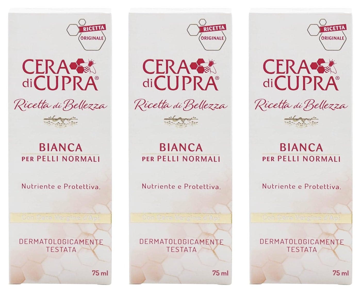 Bianca per Pelli Normali Cream for Normal Skin Antiage Formula 25 Fluid Ounces 75ml Tubes Pack of 3 Italian Import