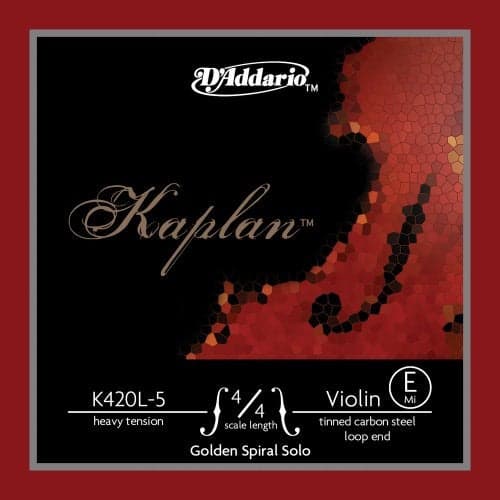 D'Addario Kaplan Golden Spiral Solo Violin String - Single E String - K420L-5 - Violin Strings - 4/4 Scale, Heavy Tension, Loop End