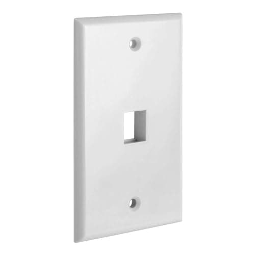 Cmple - 1 Port Keystone Wall Plate 1 Gang Wall Plate with Standard Size Ethernet Wall Plate Keystone Wall Plate Compatible with Keystone Jack, HDMI Keystone - White