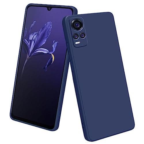 LIRAMARK Silicone Soft Back Cover Case for Vivo V20 / V21E / Y73 (Silicone Blue)