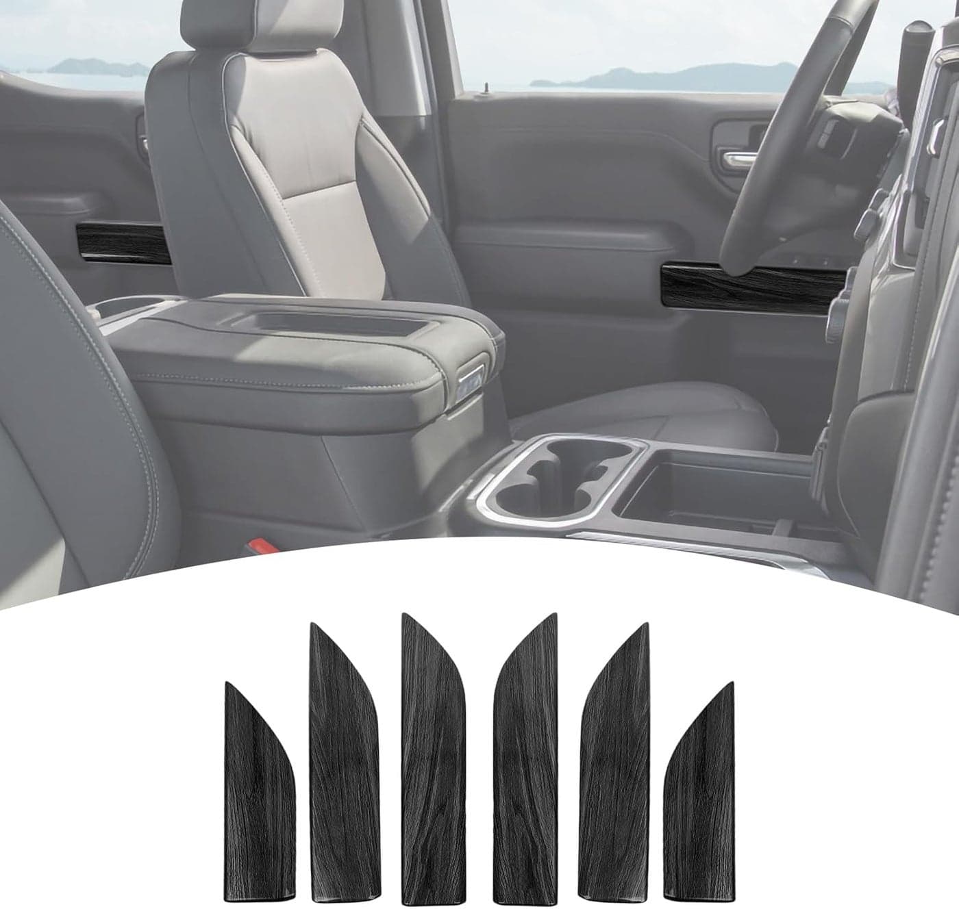 PDKLIN Black Wood Grain Trim Cover for Silverado/Sierra 2019-2022