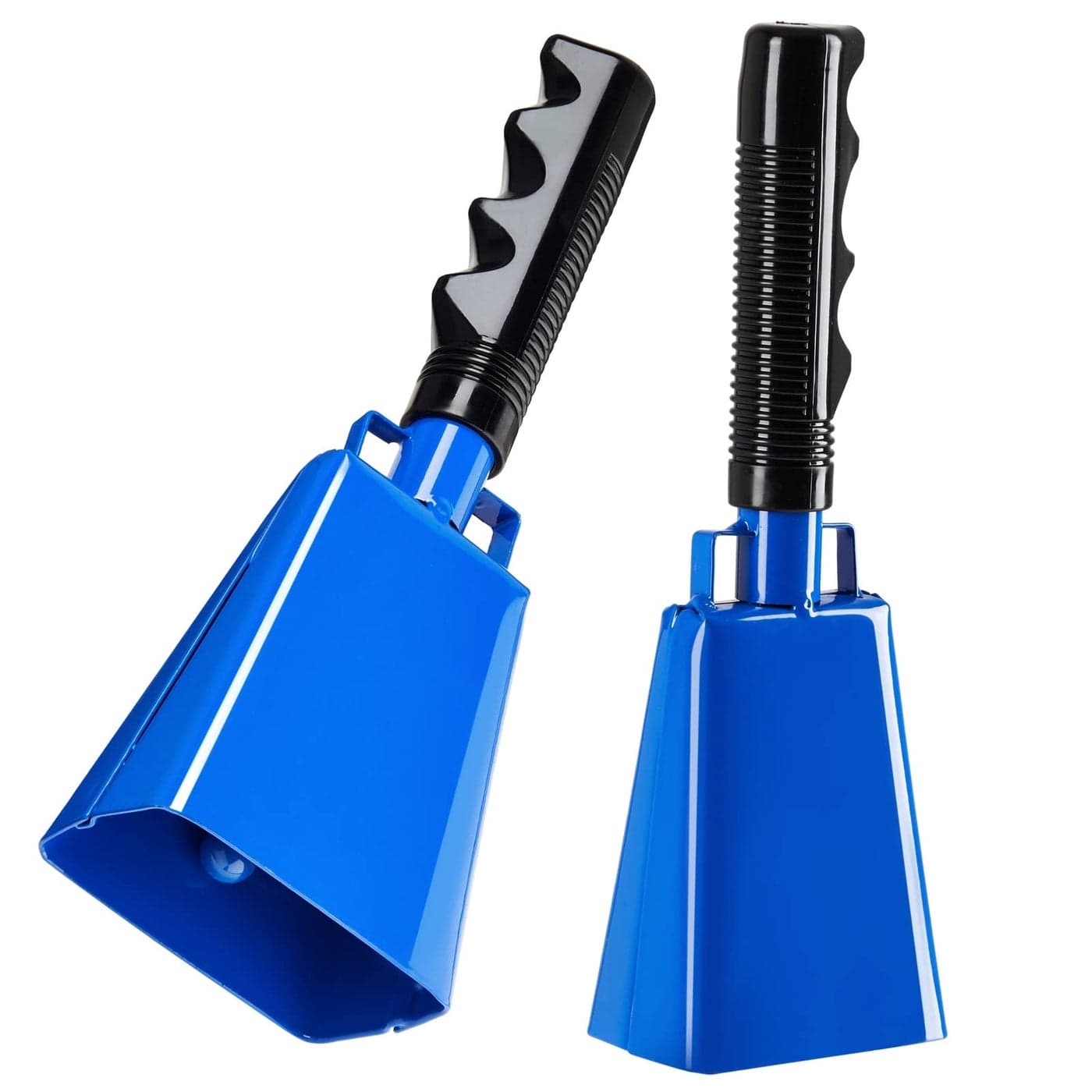 BLUE PANDA Cowbell Noise Maker 9Inch Royal Blue Pack of 2 Metal Cowbell Instrument with Ergonomic Handle Cheering Bell for Stadium Cheers Celebratory Noise Maker