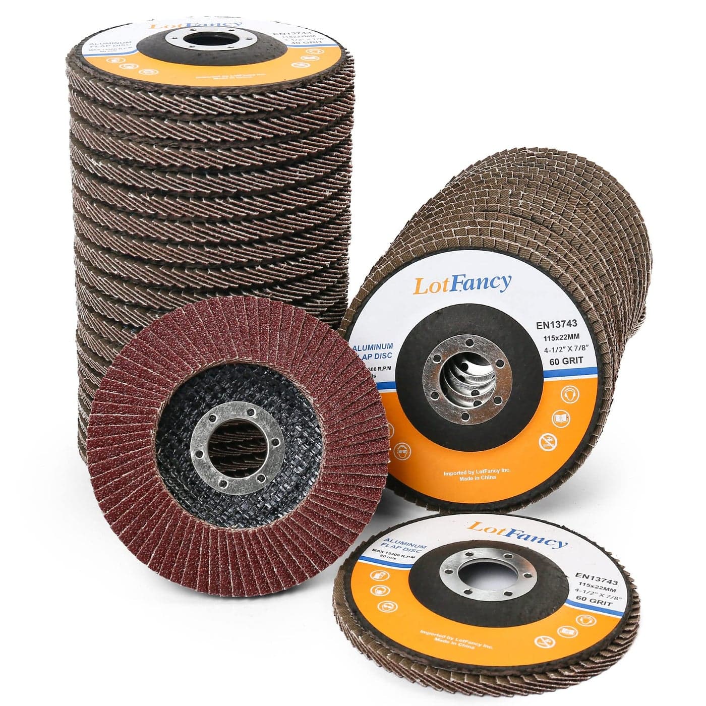 LotFancy 40PCS Flap Discs 4 12 for Angle Grinder 45 x 78 Inch Sanding Disc 40 60 80 120 Grit Grinding Wheels Welding Tools Aluminum Oxide Abrasive Type 27