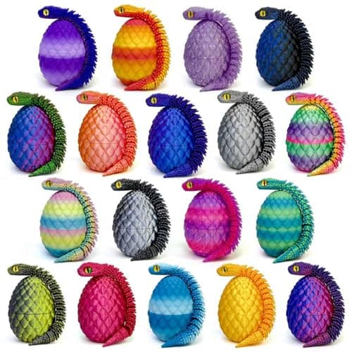 Binvin 18PCS 3D Printed Snake Toy Easter Basket Stuffers Mini Mystery Crystal Egg Fidget Toy 3D Printed Animals Unique Easter Basket Essentials for KidsParty Favors for Kids 812 18PCSB