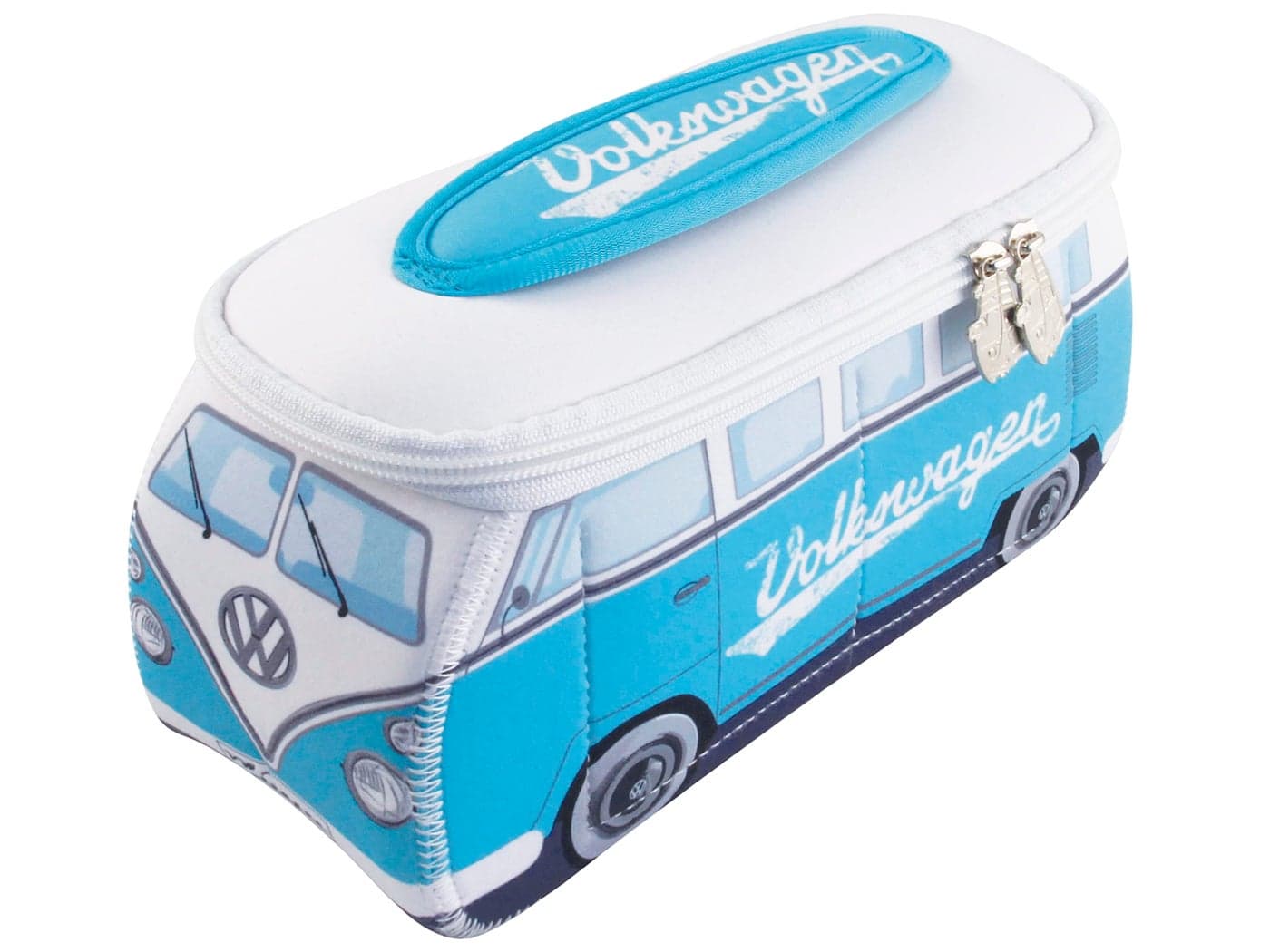 BRISA VW Collection - Volkswagen Neoprene Universal Makeup Cosmetics Toiletry Travel Pharmacy Bag in T1 Bus Design (Turquoise) (Small (9.1 x 4.3 x 3.1 inches))